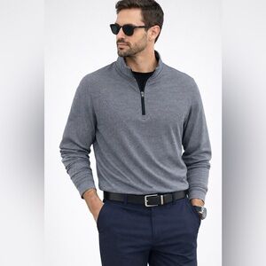 Ben Hogan Performance Quarter Zip pullover Gray Stretch Golf Sweater XL NWT